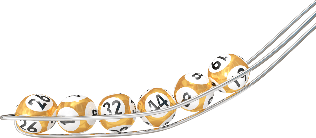 Transparent Lottery Balls Rolling Down Silver Rails