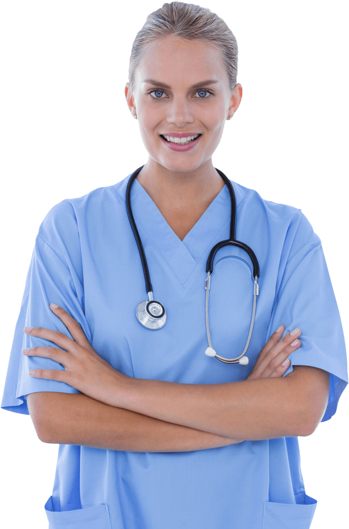 Transparent Joyful Healthcare Professional with Stethoscope