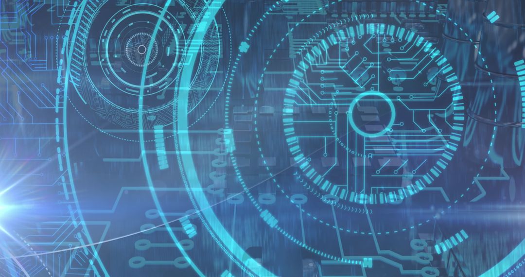 Futuristic Digital Interface with Circuit Board Elements