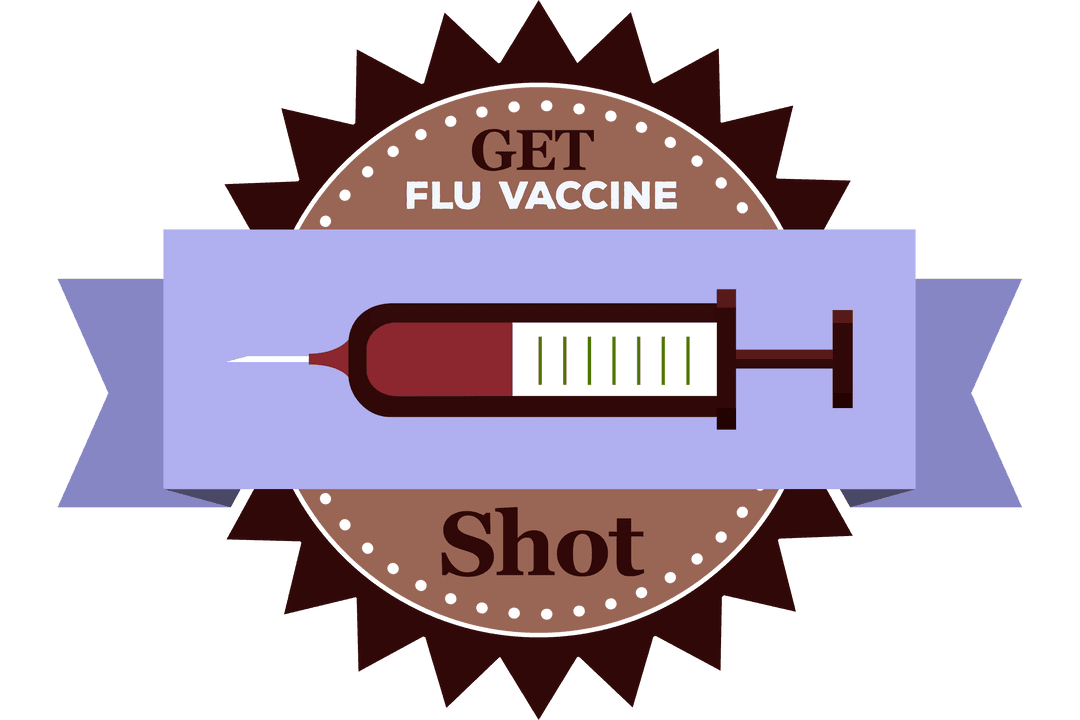 Transparent Badge Design Get Flu Vaccine Shot Illustration