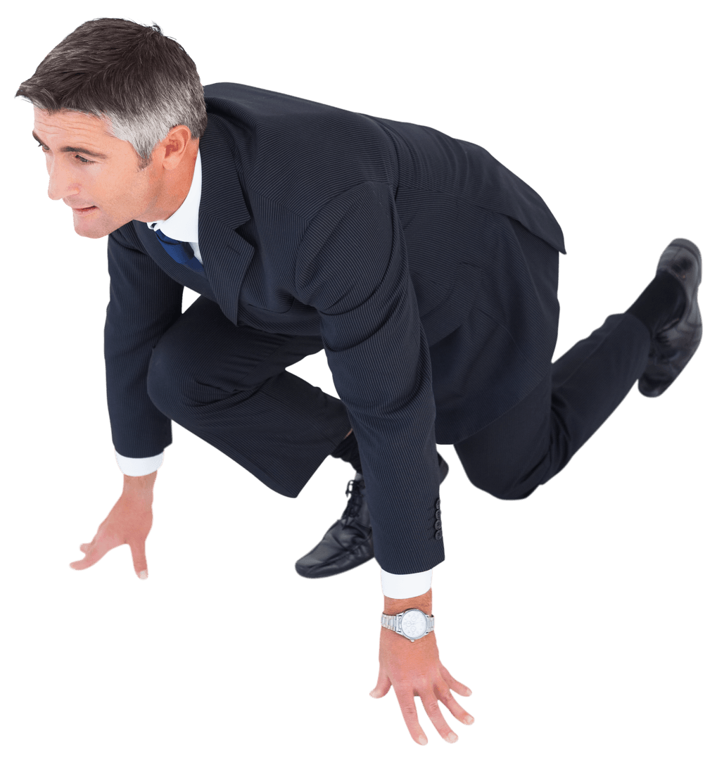 Transparent Confident Businessman in Starting Position
