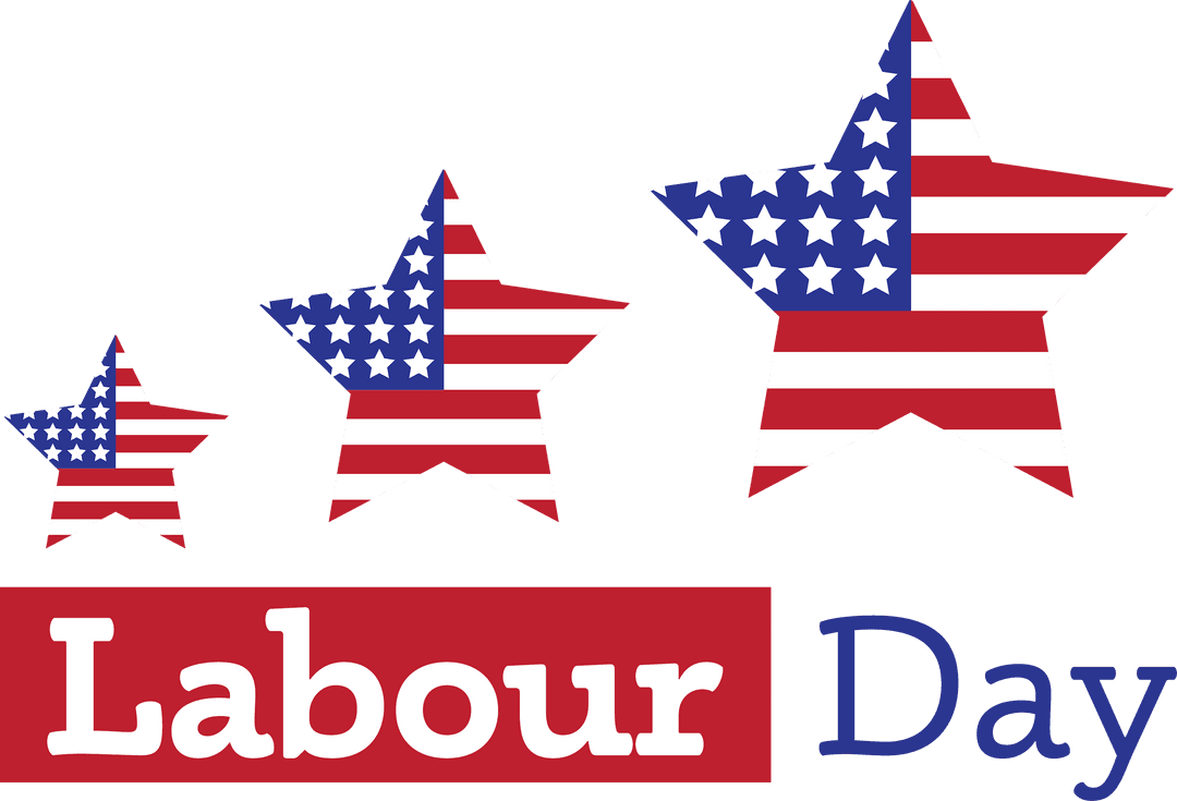Transparent Labour Day Stars with USA Flag Colors Illustration