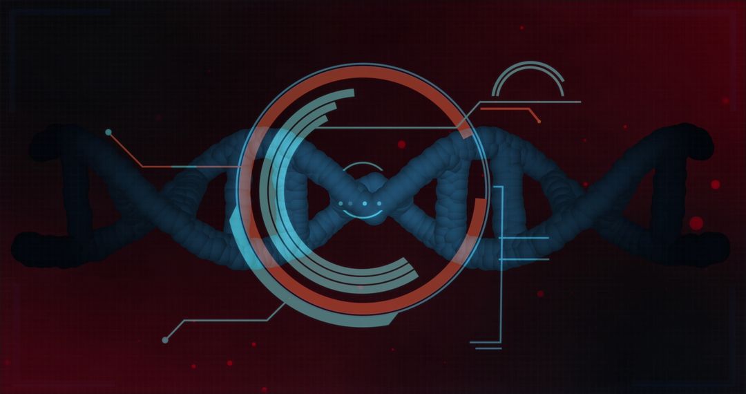 Abstract DNA Strand with Futuristic Interface Design Elements