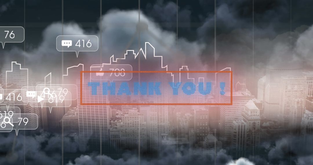 Digital Communication Growth Over Foggy Cityscape