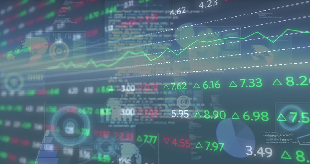 Digital Interface Screen with Abstract Financial Data Overlay