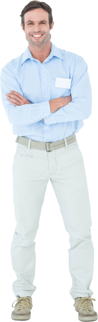 Confident Businessman in Light Attire with Transparent Background