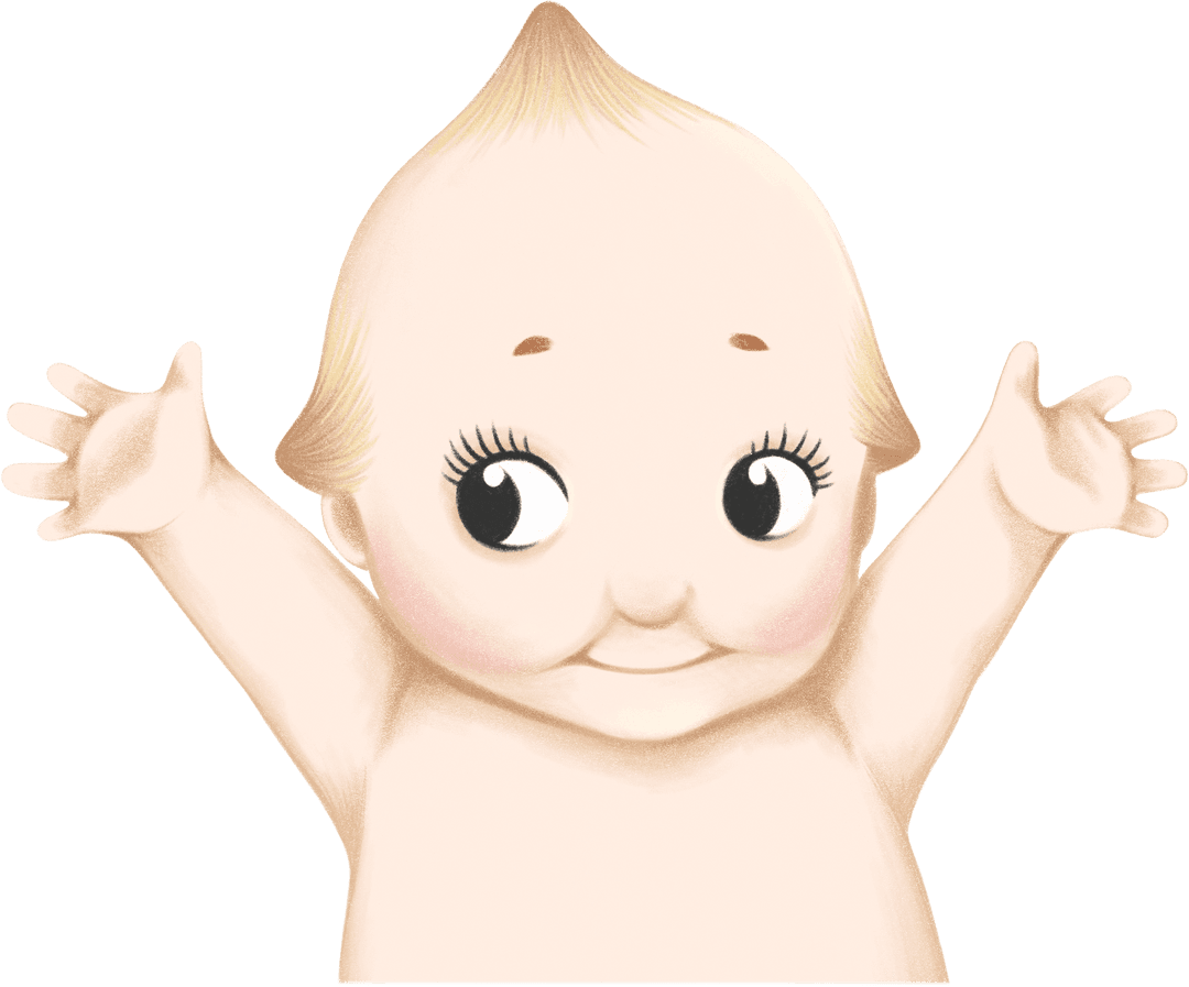 Transparent Background Smiling Baby with Arms Raised Vector
