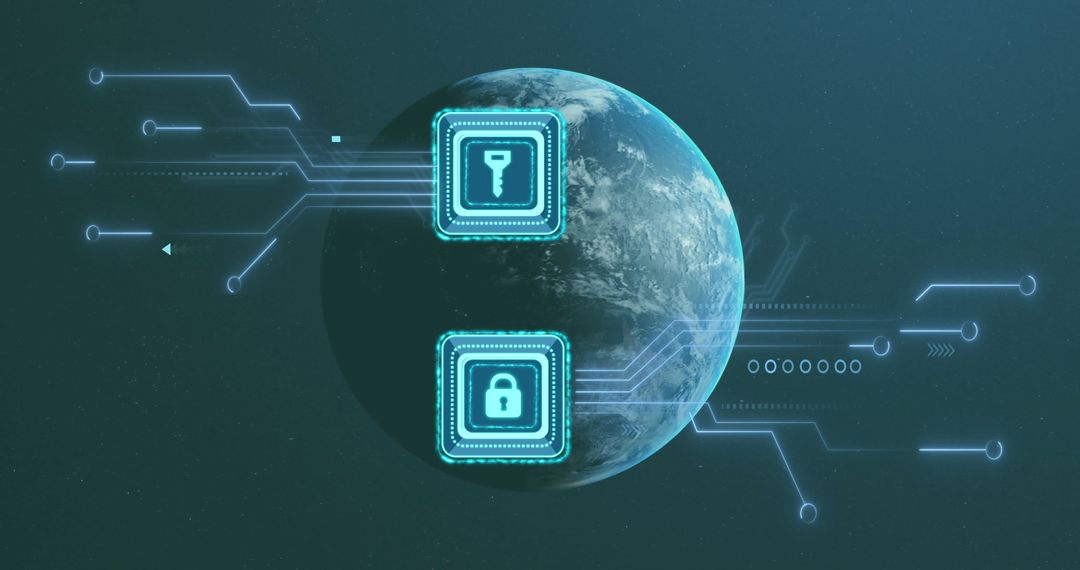 Global Cybersecurity Concept with Digital Locks Around Earth