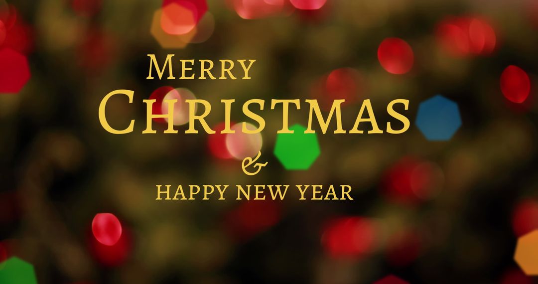 Merry Christmas and Happy New Year Text Over Colorful Lights