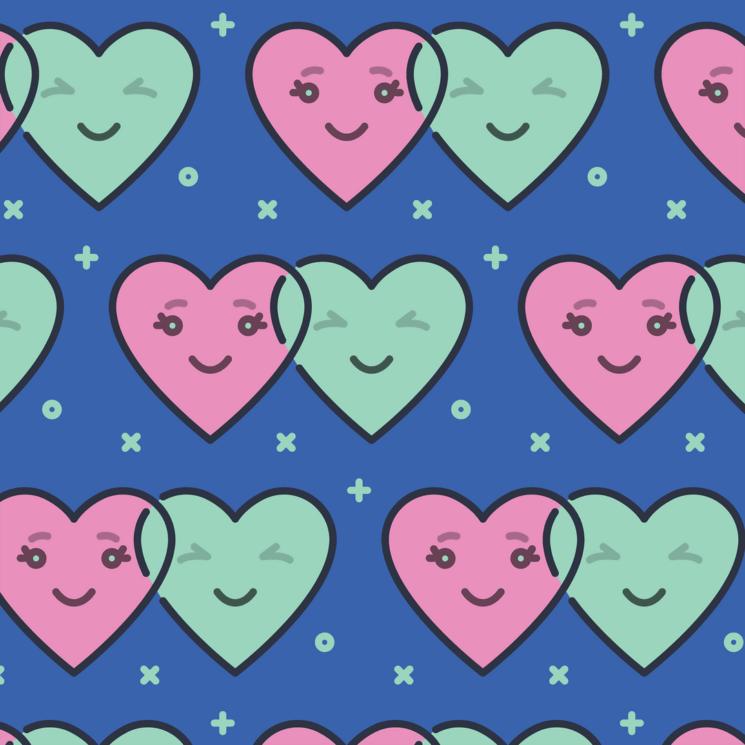 Colorful Heart Pattern on Transparent Background for Creative Design