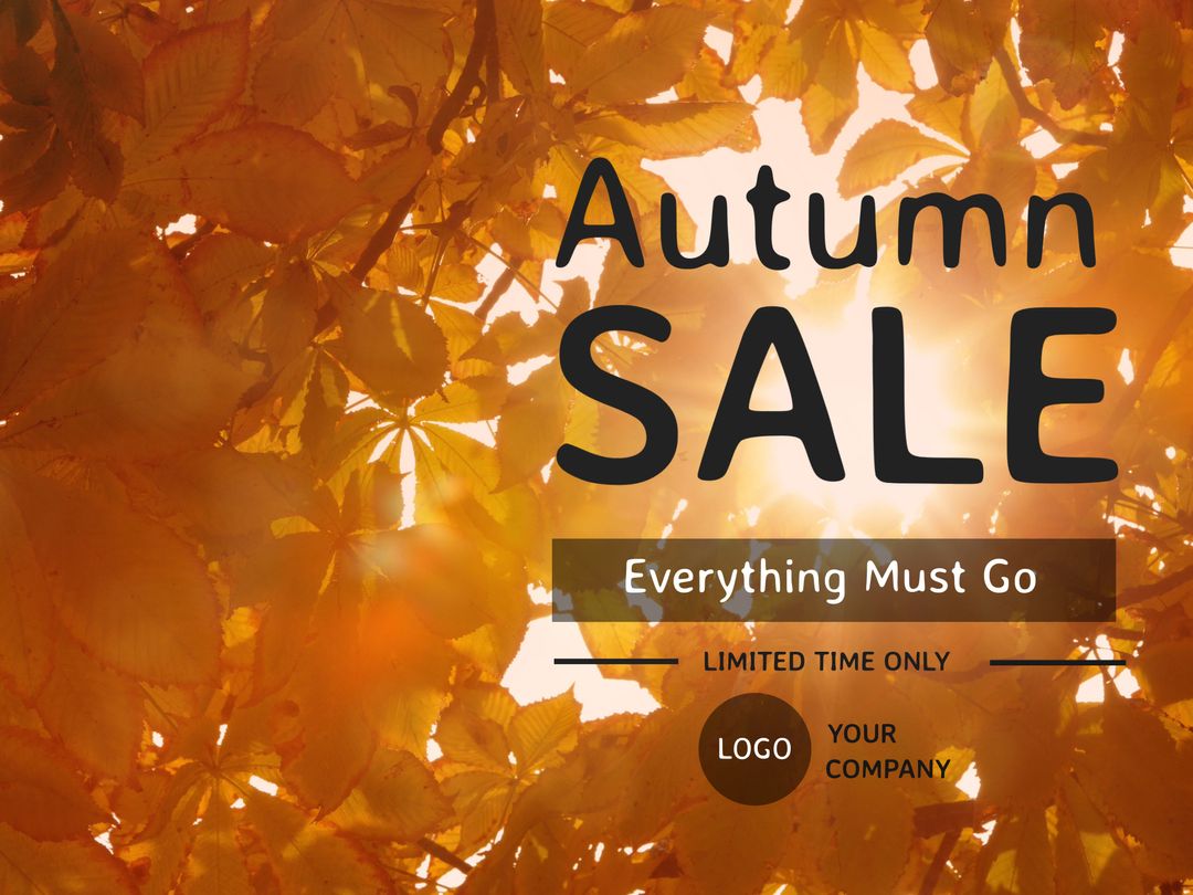 Autumn Sale Promo with Golden Leaves Background for Seasonal Discounts - Download Free Stock Templates Pikwizard.com