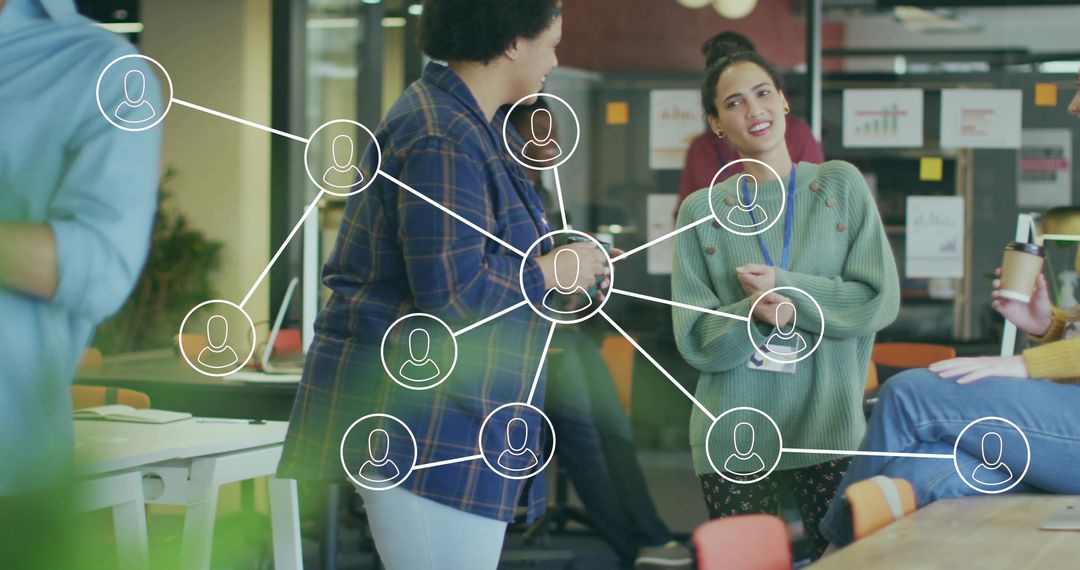 Colleagues Collaborating in a Modern Open-Plan Office