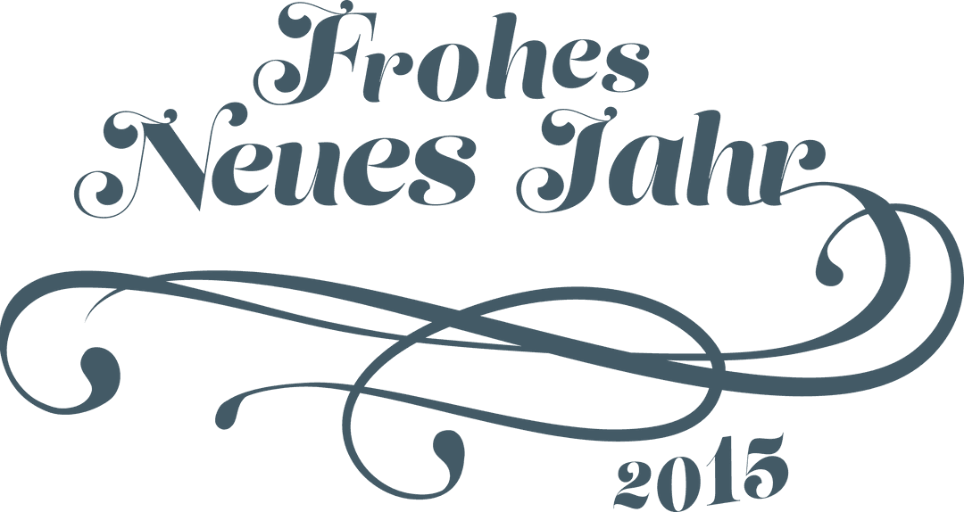 Transparent Frohes Neues Jahr 2015 Text with Decorative Scrolls
