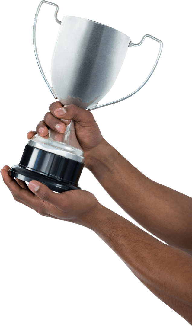 Businessman Hand Gripping Transparent Trophy Showing Achievement