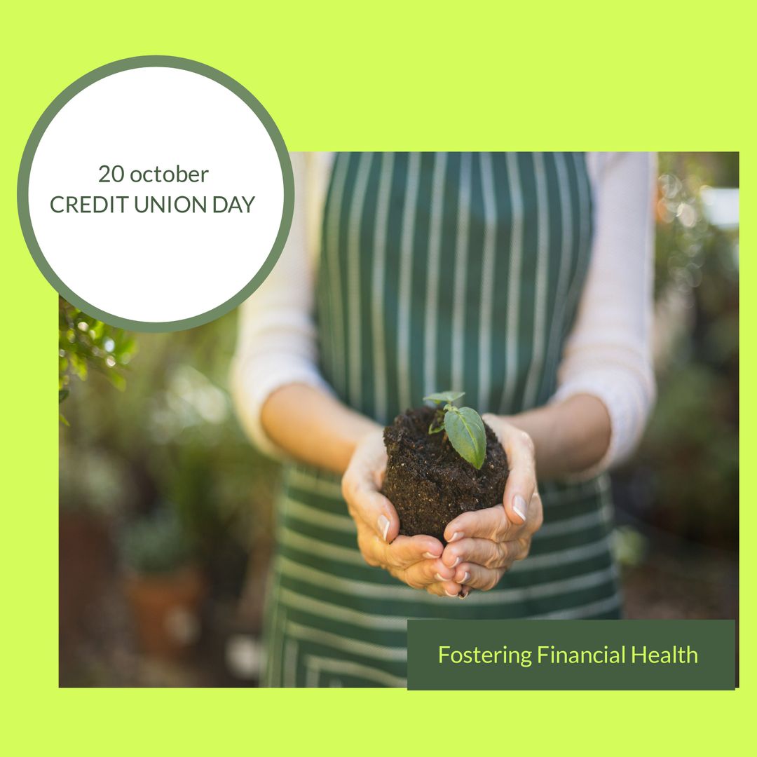 Celebrating Credit Union Day with Growing Plant in Hands