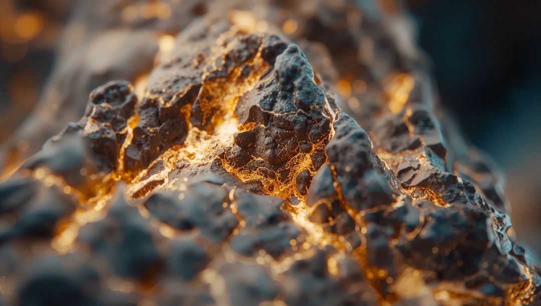 Close-Up of Volcanic Rock with Molten Lava Veins