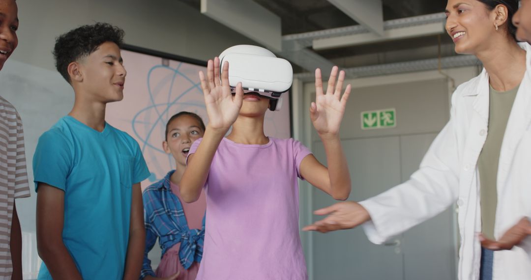 Diverse Students Experiencing VR in Educational Tech Lab