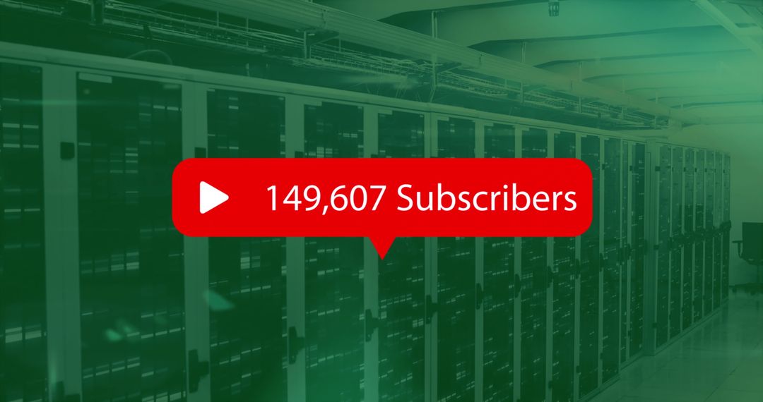 digital data processing in modern server environment with subscriber count overlay - Free Images, Stock Photos and Pictures on Pikwizard.com