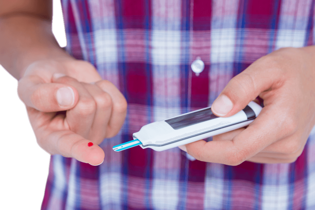 Transparent Image of Woman Testing Blood Glucose Level