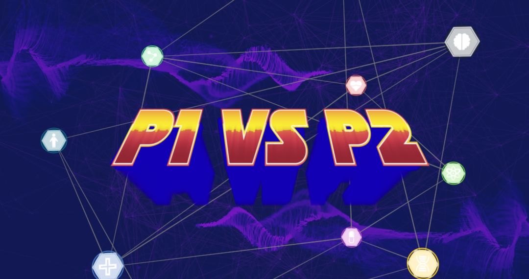 Futuristic Player Versus Screen with Abstract Connections