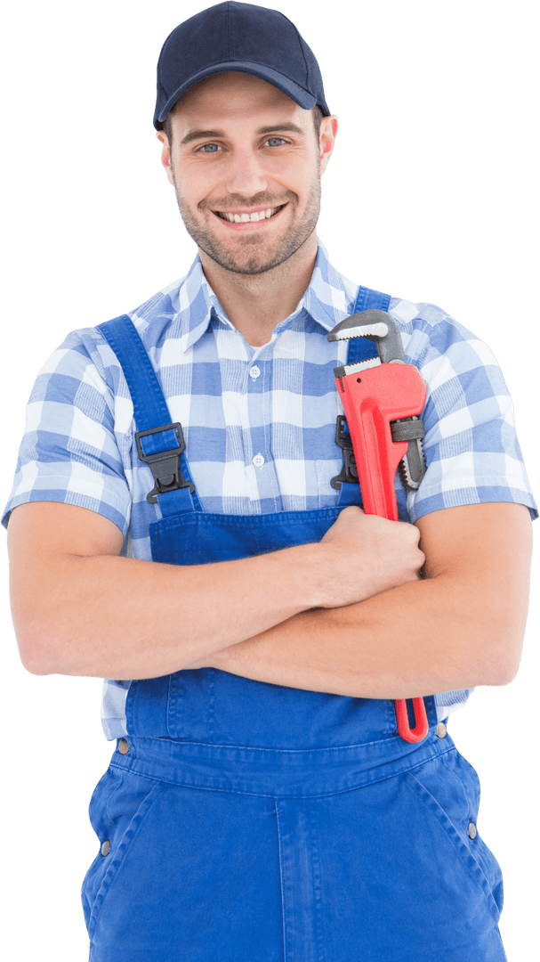 Transparent Confident Repairman Holding Adjustable Spanner Enthusiastically