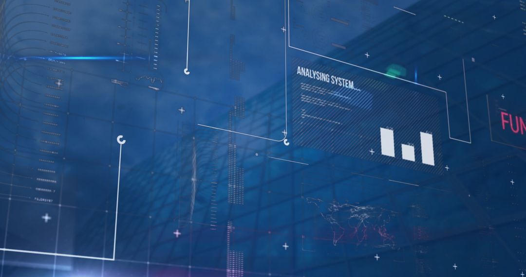 Digital Data Processing Over Modern Cityscape