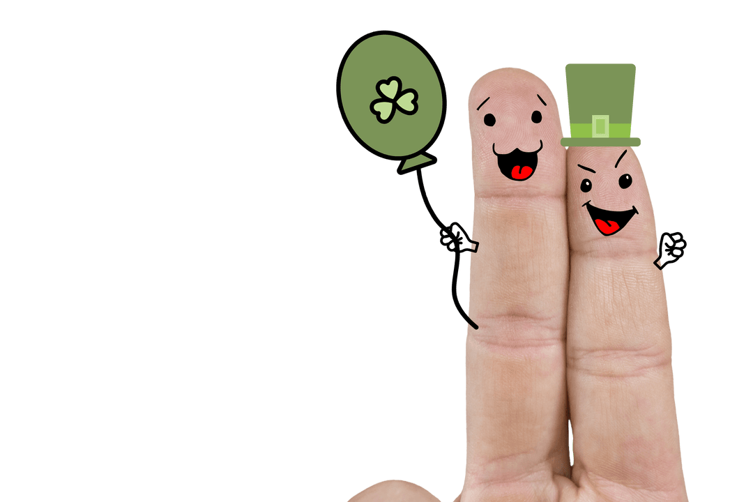 Whimsical Saint Patrick's Day Finger Characters Transparent Background
