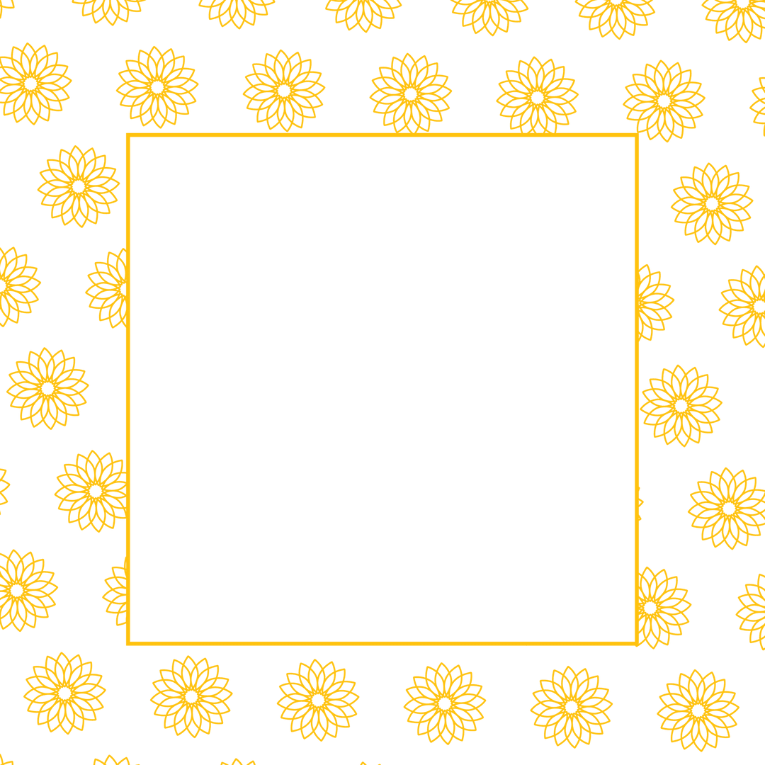 Yellow Floral Frame with Copy Space on Transparent Background