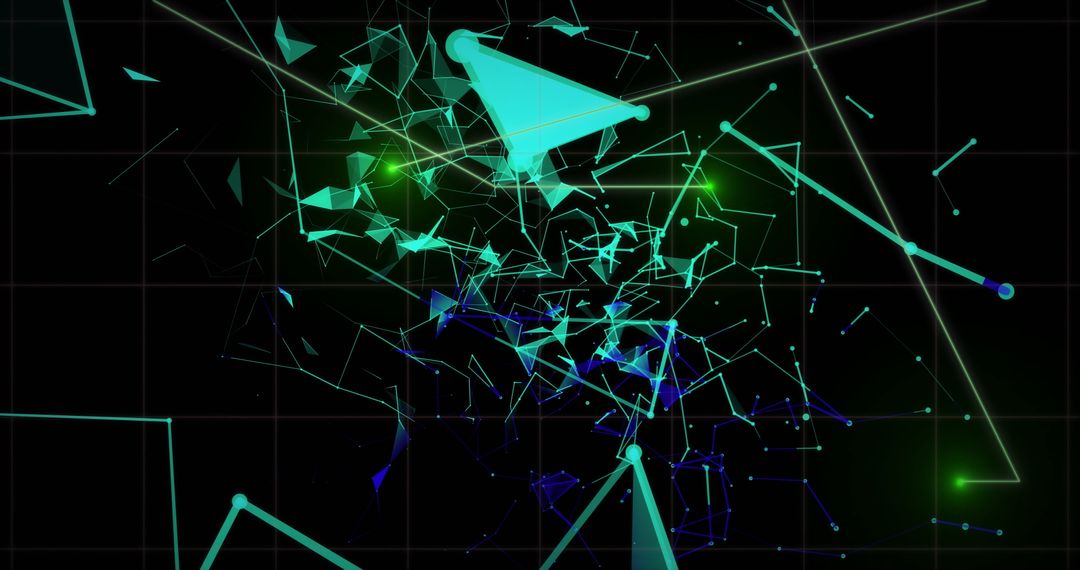 Dynamic Abstract Digital Network with Glowing Connections