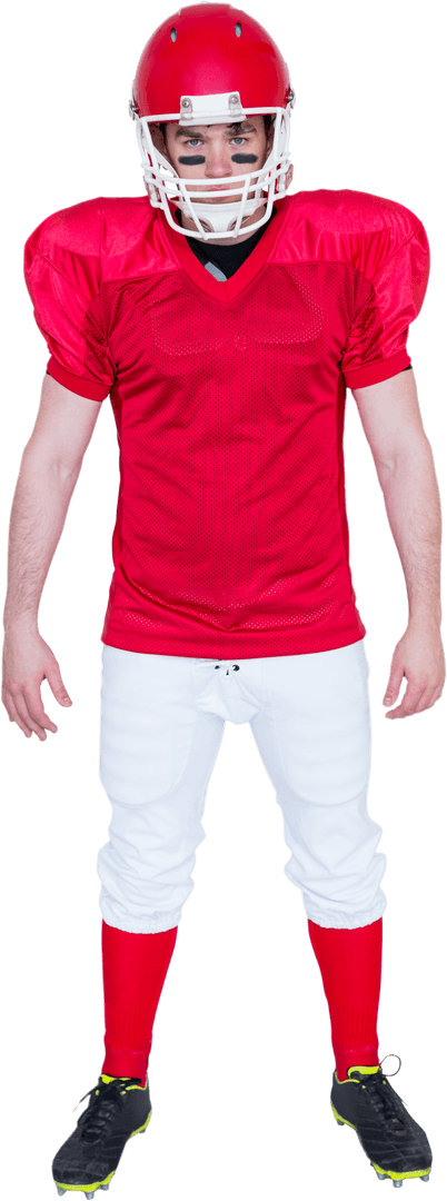Transparent American Football Player in Red Uniform with Helmet