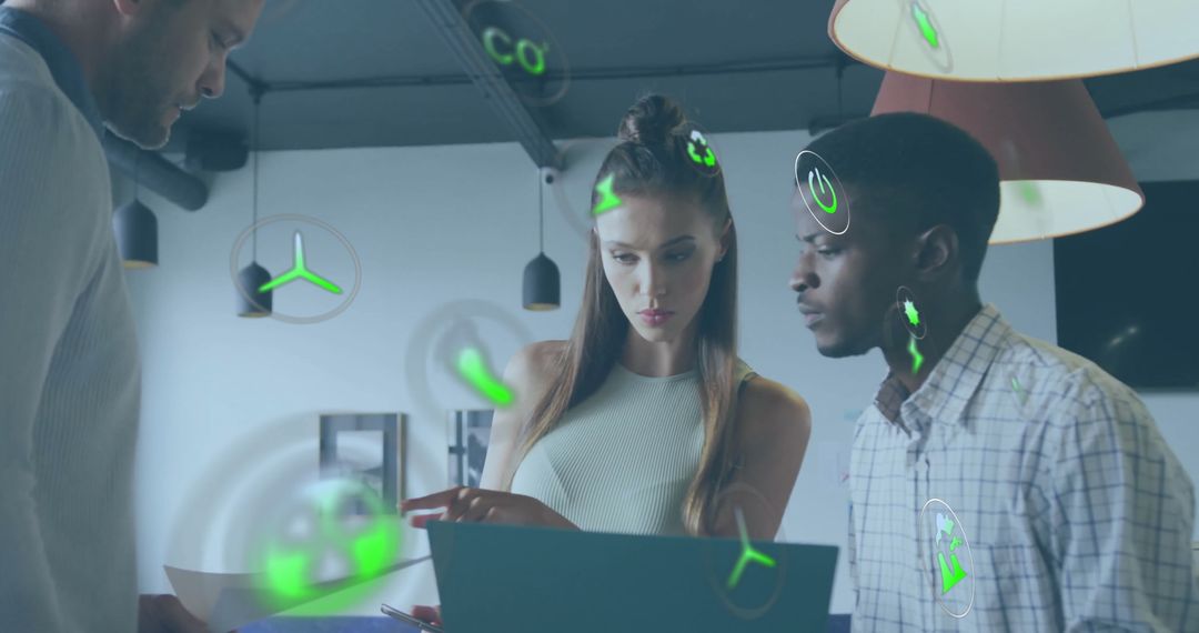 Innovative Team Analyzing Ecological Impact with Technology