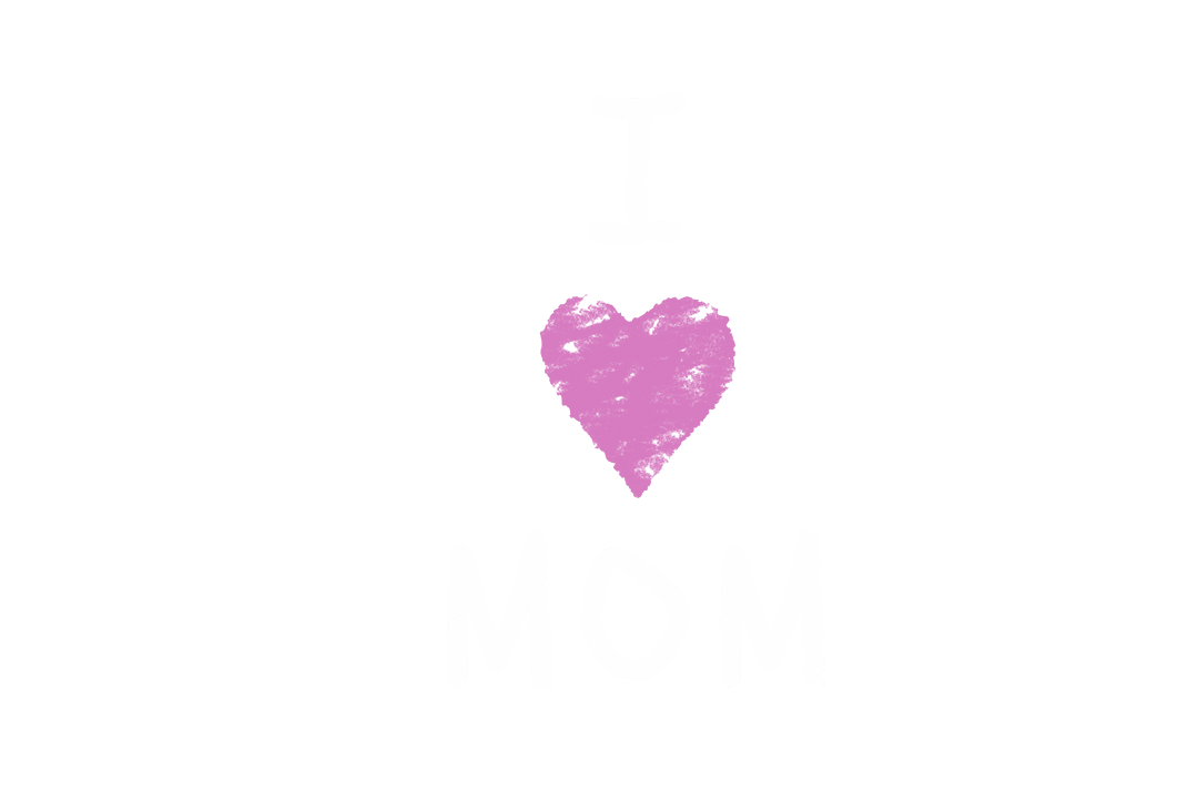 I Love Mom Text with Heart on Transparent Background