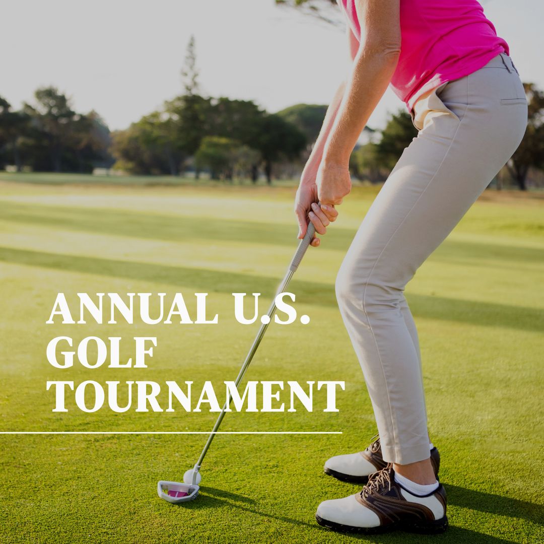 Golfer Practicing for Annual U.S. Golf Tournament on Sunny Course