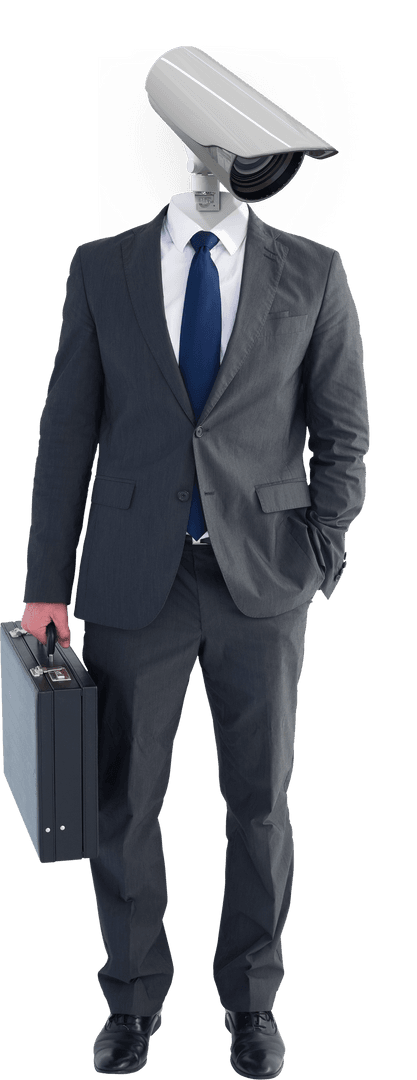 Businessman with CCTV Surveillance Head Transparent Concept