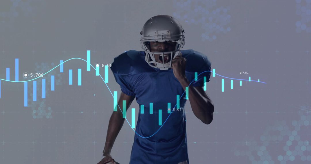 Dynamic Football Player Overlaid with Financial Graphs