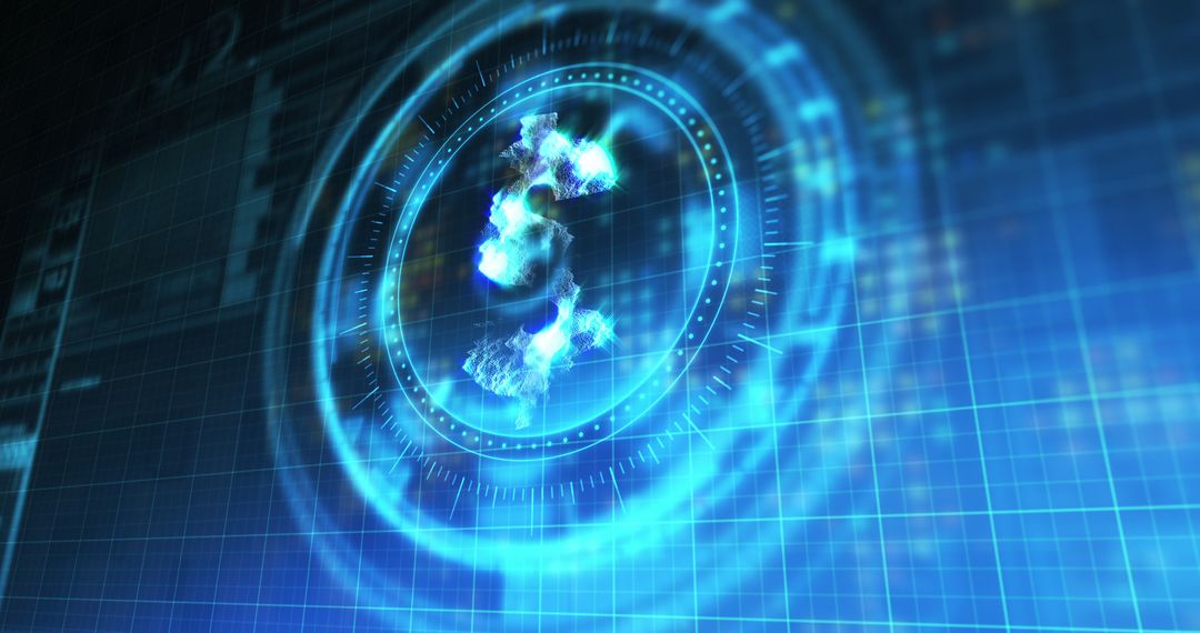 Rotating Digital Dollar in Blue Cyber Grid Visualizing Currency Tech