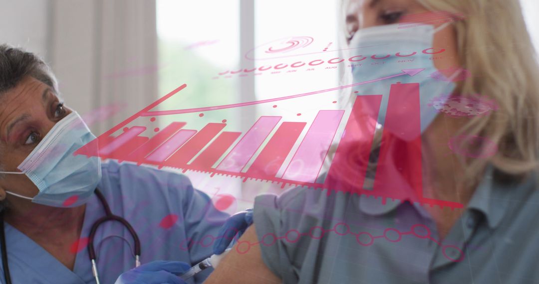 Vaccination Process Amidst COVID-19 Pandemic with Digital Statistics Overlay