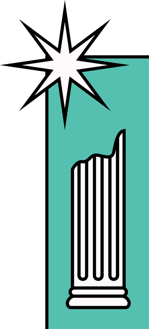 Modern Emblem of Broken Column and Starburst Design