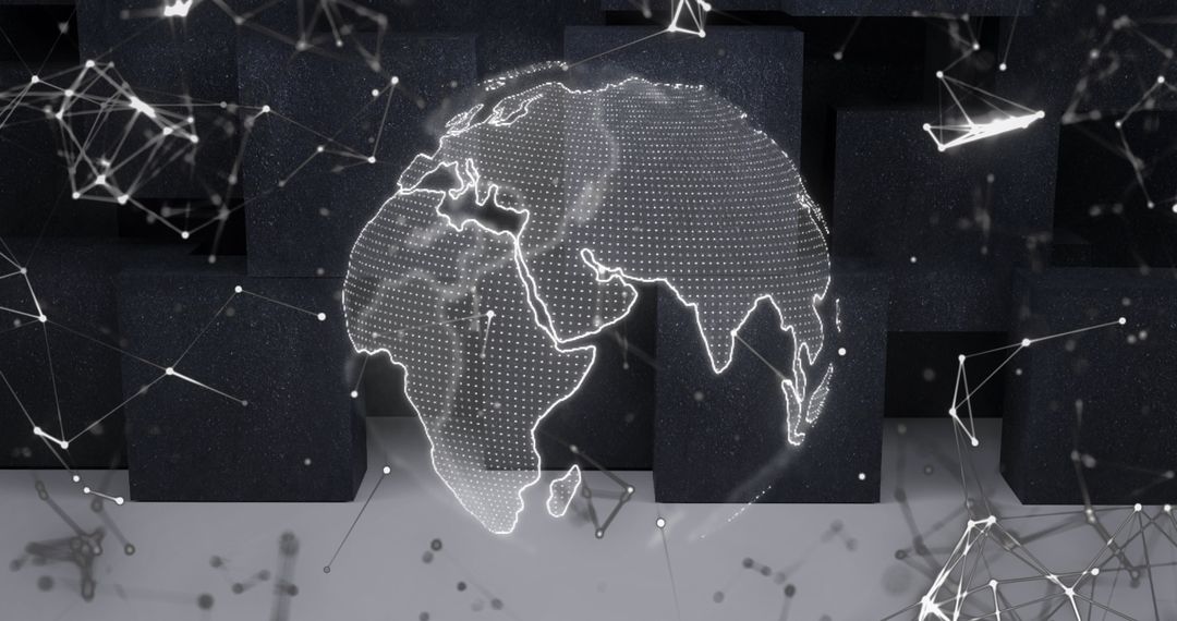 Futuristic Data Connection Across Digital Globe Interface