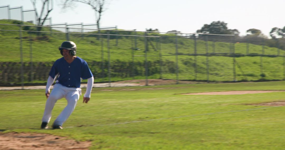 Baseball Player Sliding Towards Base Action Shot