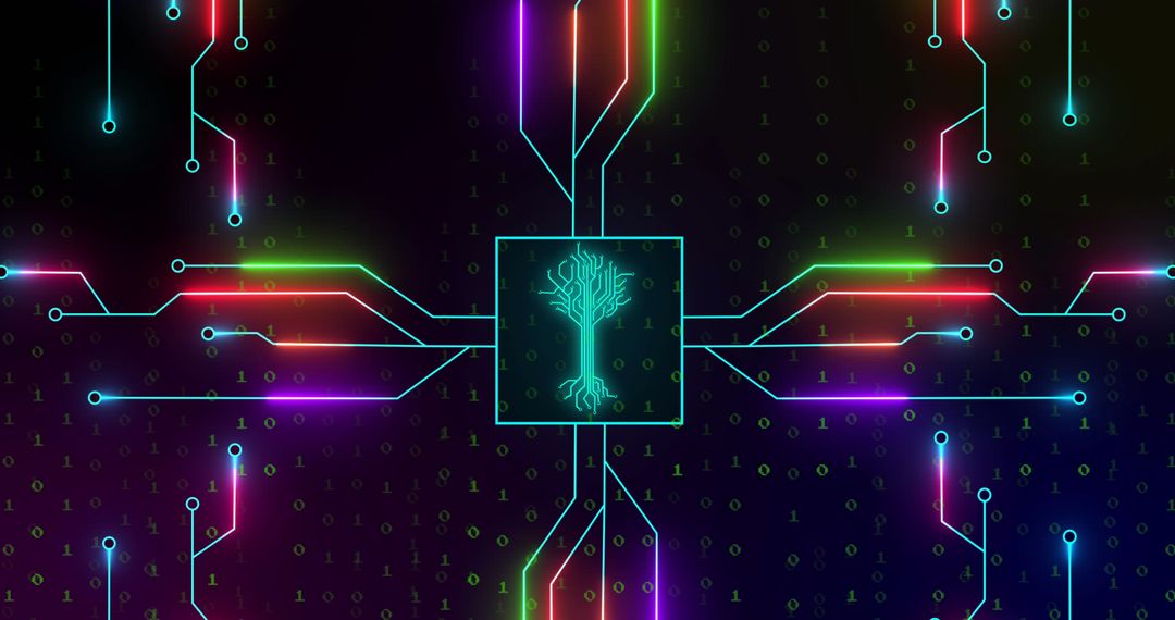 Digital Tree with Futuristic Circuit Network and Binary Code - Free Images, Stock Photos and Pictures on Pikwizard.com