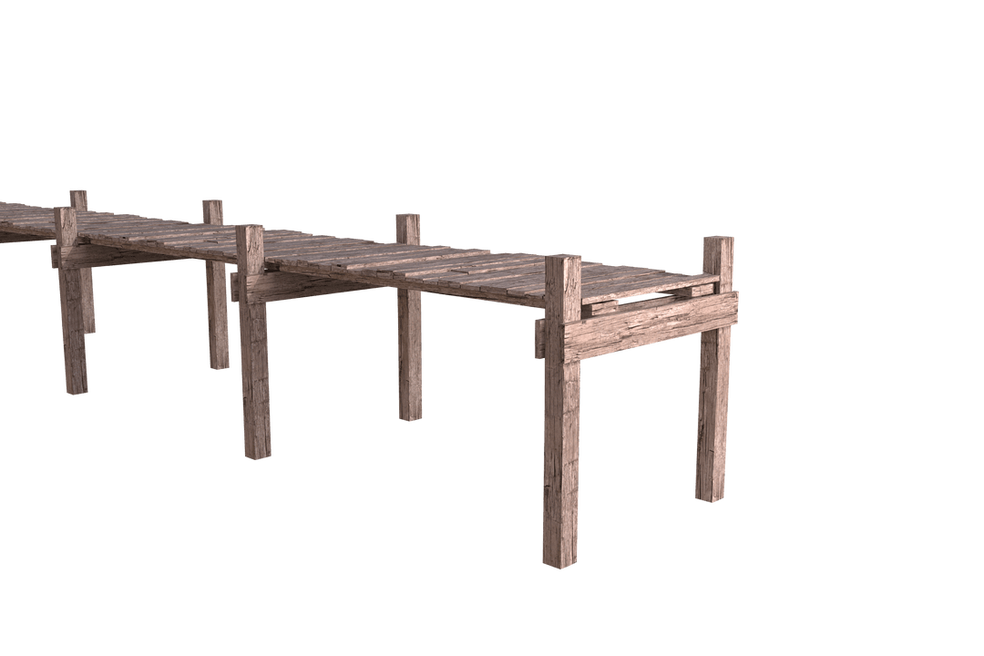 Wooden Pier Illustration on Transparent Background with Copy Space