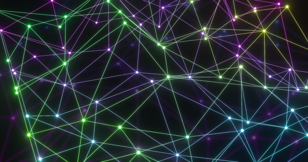 Glowing Network of Connections and Nodes on Black Background