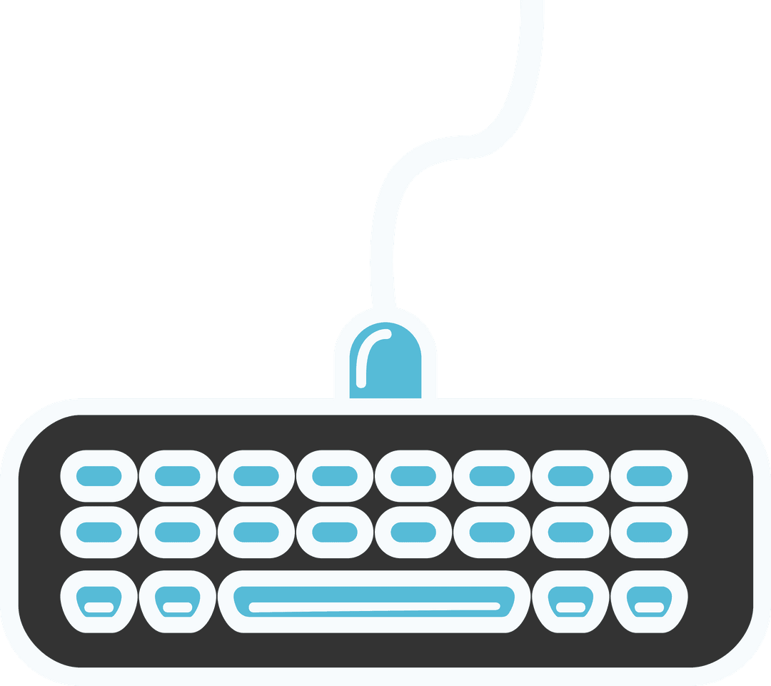 Blue Keyboard Illustration with Copy Space on Transparent Background