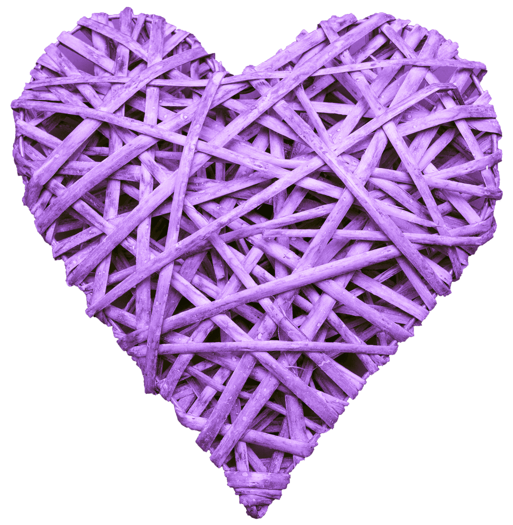 Purple Woven Heart Symbol on Transparent Background