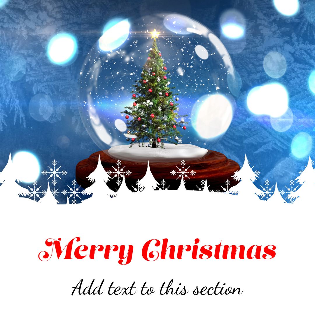 Christmas Tree in Snow Globe with Lights and Decorations