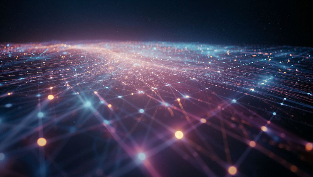 Futuristic Digital Network with Illuminated Nodes and Lines