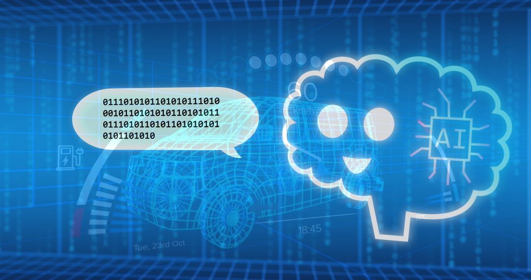 AI Technology Chat Interface Overlaid on 3D Car Design Concept