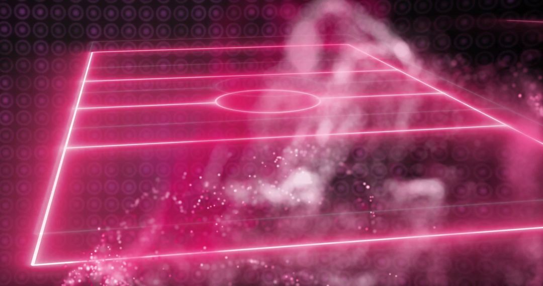 Futuristic Neon Soccer Field with Glowing Pink Lines and Particles