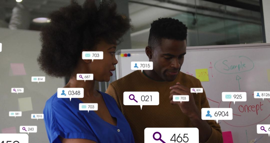 Coworkers Analyzing Digital Strategy with Data Overlays
